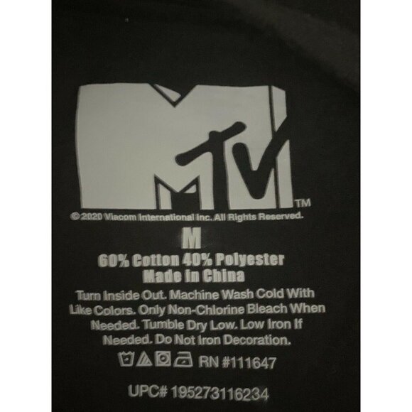 MTV Music Television Retro Black Double Graphic LS T-Shirt Medium Cotton Unisex - Picture 8 of 8